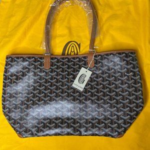 Goyard, Bags, New 223 Goyard Artois Pm Small Grey Leather Canvas Zipped  Structured Tote